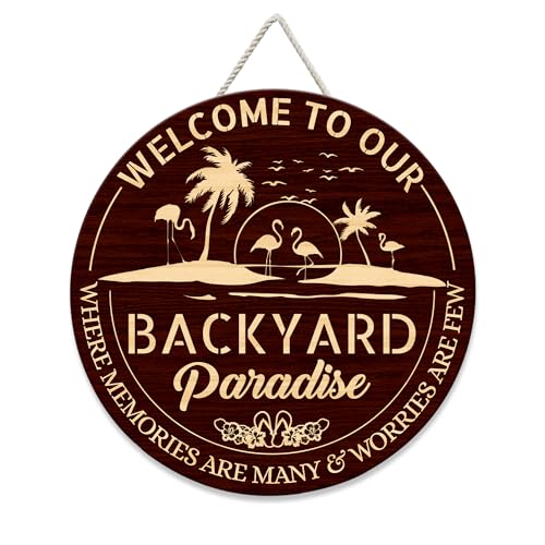 Backyard Sign Outdoor Decorations, Patio Signs, 12 & 18 in