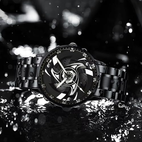 Image of GOLDENIZE FASHION Branded Men's Sport Quartz Watch Arrow Wheel Dial 360 Rotating Casual Fashion Stainless Steel Alloy Mens & Boy's Luxury Metal Gift Creative Watch