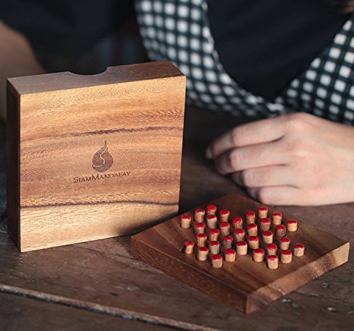 Siammandalay Solitaire: Handmade & Organic Traditional Wooden Peg Game For Adults From With Sm Gift Box(Pictured) #TOP6