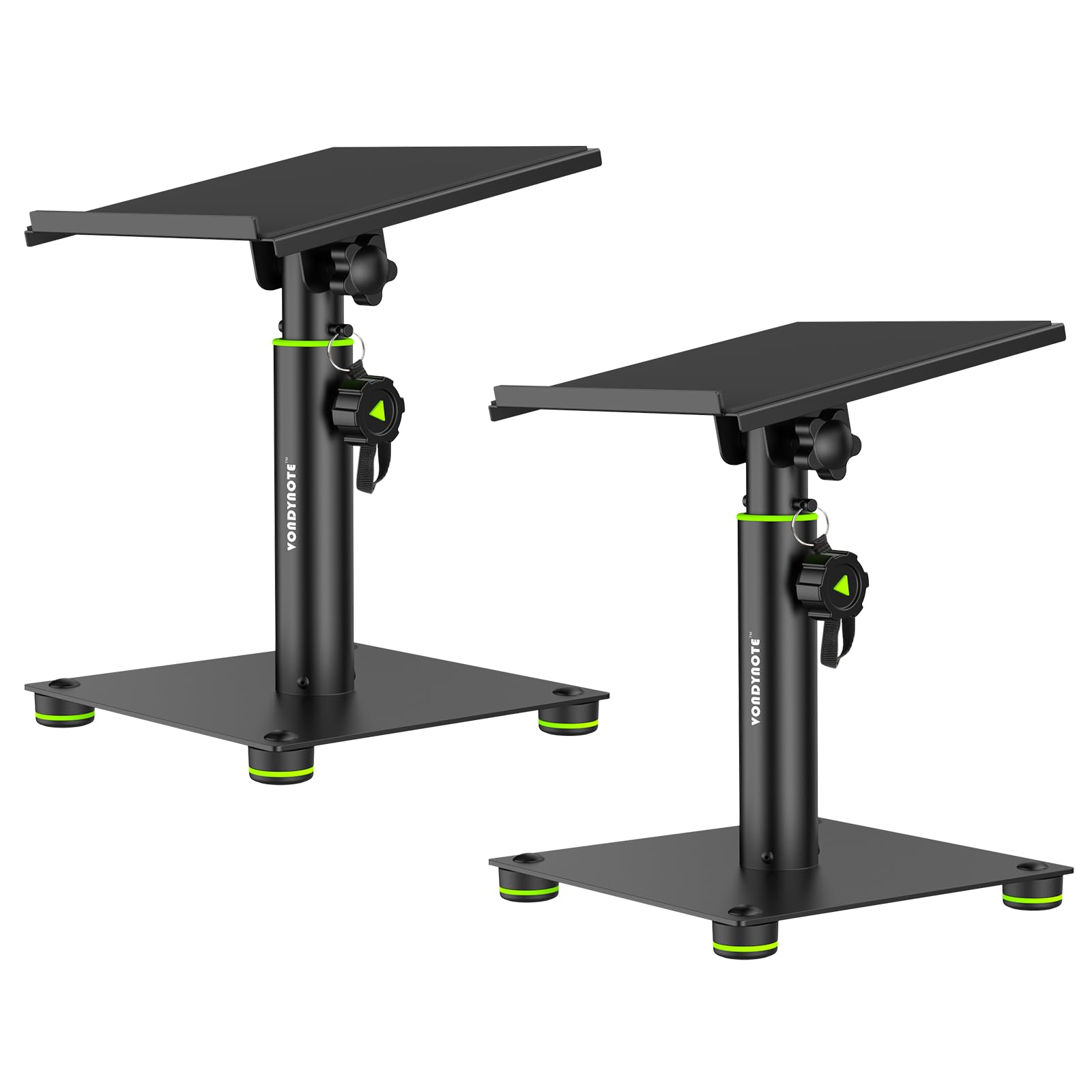 Vondynote Coppia di supporti per altoparlanti da scrivania, inclinabili a 12°, altezza regolabile da 27,9 cm a 40,6 cm, supporti in metallo per monitor da studio, laptop o proiettori