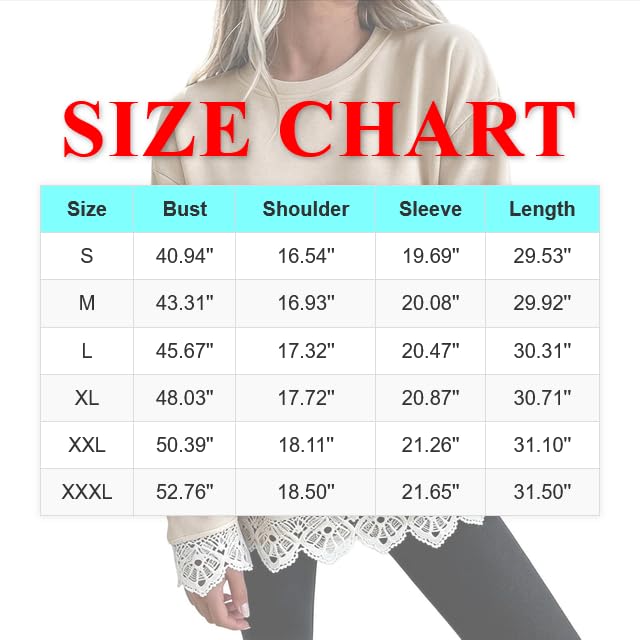 Oversized Sweatshirt for Women Scalloped Cute Lace Pullover Sweatshirts - image 5