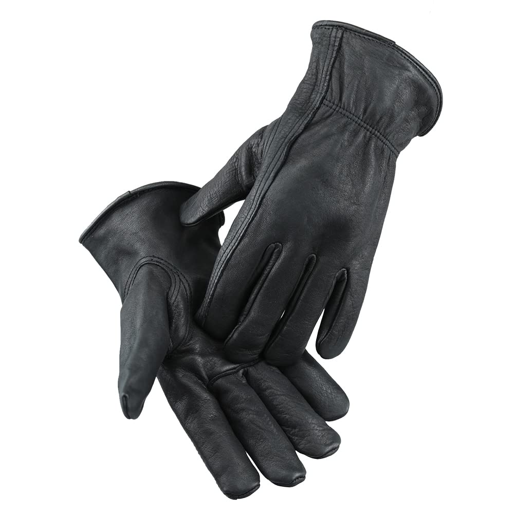 Guantes de Invierno Guantes de Trabajo Negros Cuero de Vaca de Grano Jardinería Guante de Trabajo de Seguridad para Motocicletas Hombres y Mujeres