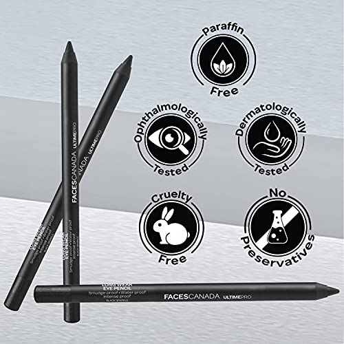 FACES CANADA Ultime Pro Longwear Eye Pencil - Dark Sparkle 03, 1.2 g | 8 Hr Long Stay | Smooth One Stroke Application | Intense Color Pay Off | Soft Blendable Formula | Smudge... - Image 6
