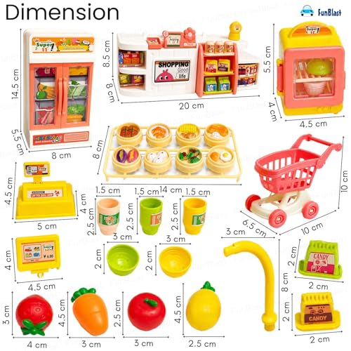 Image of FunBlast Kids Supermarket Shopping Play Set with Trolley & Grocery Accessories | Pretend Play Store Toy, Role Play Toys for 3+ Years Boys & Girls