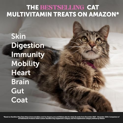 Cat Multivitamin Crunchy & Creamy Chews - Cat Treats for Health + Immune, Joint Support, Skin & Coat, & Digestion - Vitamins with Omega 3s, Lysine & Probiotics (30 Day Supply) - Image 3