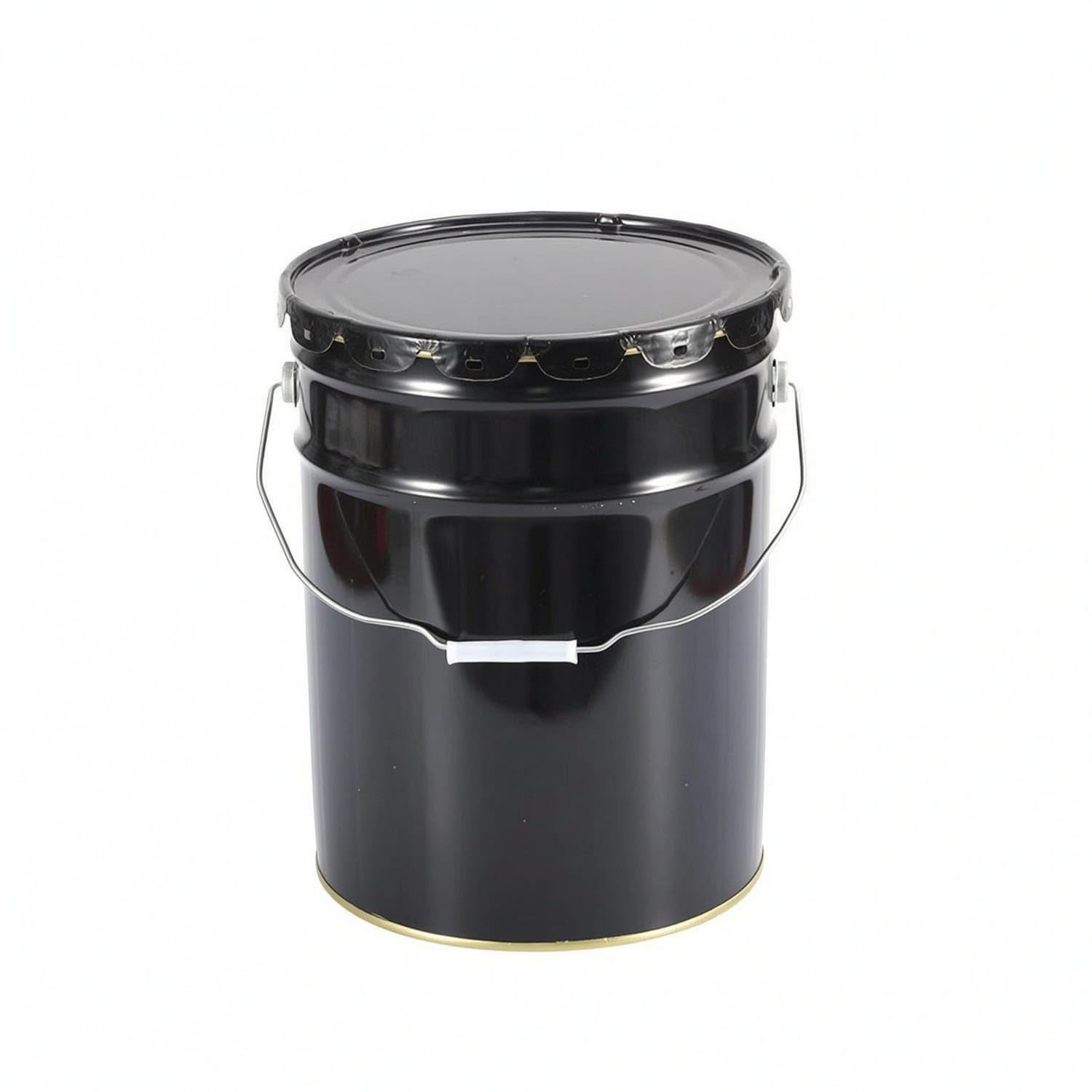 Glossy Finish Tin Pail Rolled Rim 20L Black Bucket Metal | Construction Finish Handle Metal Black 20L Bucket-image-12