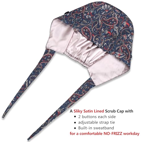 Image of ABAMERICA Working Caps with Button and Sweatband, Adjustable Working Hats for Women Men, One Size(Tie Back or Toggle)