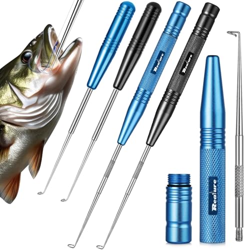 Realure 4Pcs 2 Sizes Portable Fishing Unhooking Disgorger with Magnets Fast Sea Fishing Hook Remover Tool Sturdy Stainless Steel Fishing Disgorger Supplies for Unhooking Hook of Small Big Fish