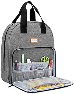 CURMIO Embroidery Bag, Portable Embroidery Project Storage for Embroidery Hoops, Floss, and Cross Stitch Supplies, Bag ONLY, Grey