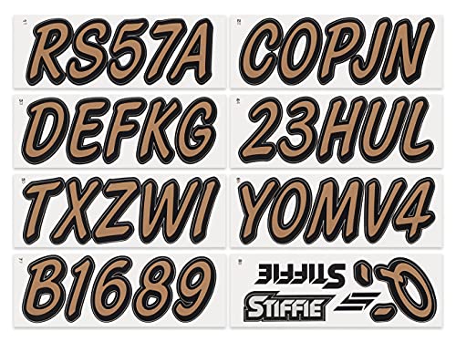 Image of STIFFIE Whipline Solid Metallic Copper /Black 3 inch Alpha-Numeric Registration Identification Numbers Stickers Decals for Boats & Personal Watercraft
