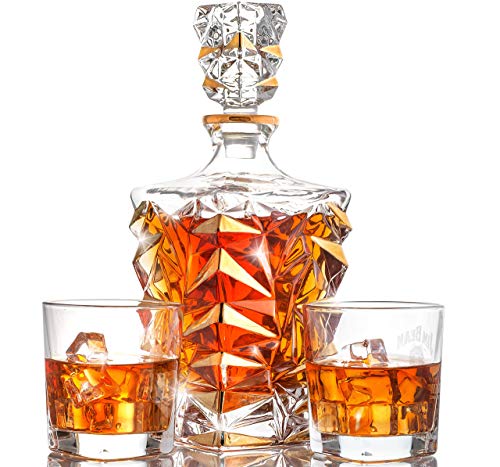 Amerigo Crystal Whiskey Decanter - Whisky Gifts for Men - Bar Accessories - Birthday Gift for Him, Boyfriend, Husband