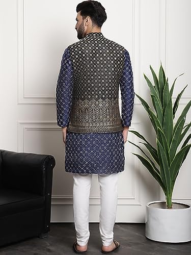 Image of SOJANYA (Since 1958 Men's Silk Blend Kurta and Pyjama with Nehru Jacket