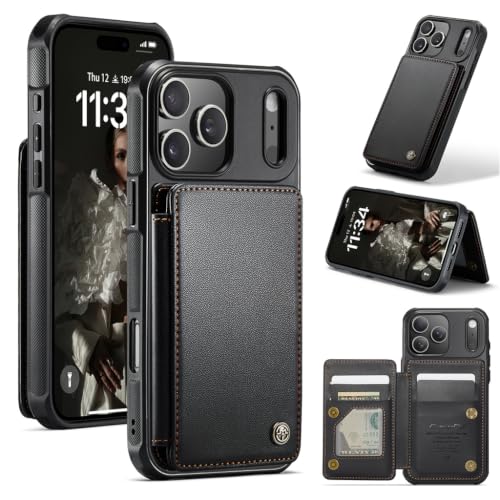Image of ZORBES 17 Pro Max Wallet Case with Card Holder RFID Blocking Credit Slots Kickstand Shockproof Protective Cover Fit for Everyday Use