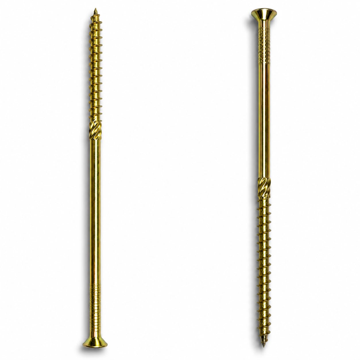 Lot de 100 vis de construction de qualité supérieure - 6,0 x 300 mm - Tête fraisée TX30 - Filetage complet - Vis à bois jaune galvanisé - Pour bois massif KVH BSH CLT - Avec embout