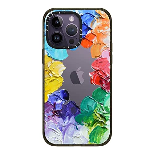 CASETiFY �C���p�N�g iPhone 14 Pro Max �P�[�X [MIL�K�i���� (4x MIL-STD-810G)/2.5m����̗����������N���A] - Rainbow Color Wheel - �O���b�V�[ �u���b�N