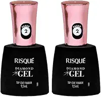 Kit 2 Risque Diamond Gel Top Coat Fixador 9,5ml Extra Brilho.