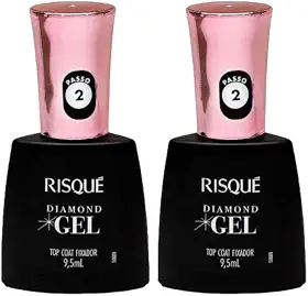 Kit 2 Risque Diamond Gel Top Coat Fixador 9,5ml Extra Brilho.