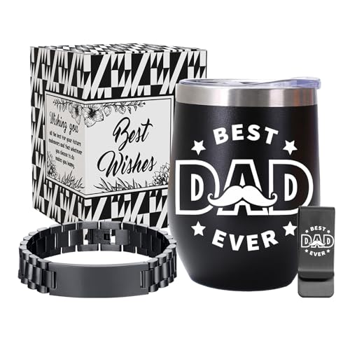Best Dad Ever - Father's Day Gifts for Dad from Son – Wine Tumbler, Bracelet and Money Clip