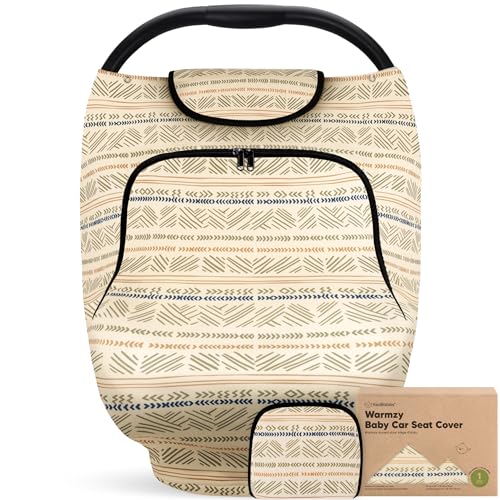 Image of Baby Car Seat Cover for Boys, Girls - Breathable Infant Carseat Canopy for Winter, Rain, Universal Stretchy Fit Nursing Cover for Breastfeeding Newborns, Super Soft, Easy Access Zip Window (Maya)