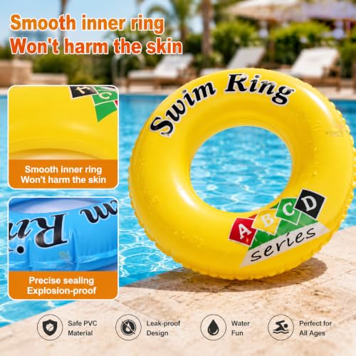 Image of Koochie-Koo Ring Swimming Tube for Kids Inflatable Pool Float Tube for Boys & Girls Thick PVC Swim Tube with Leak-Proof Valve, Safe & Durable Water Float for Pool Beach Summer Fun Random Colour