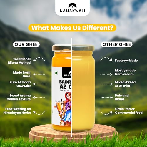 Image of Namakwali A2 Badri Cow Ghee 250ML | Traditional Vedic Bilona Method | Curd-Churned & Cultured | Grassfed, Pure, Natural & Danedar | Lactose-Free, Gluten-Free | 100% Natural & Lab-Tested | Certified Traditional Gaye ka Ghee