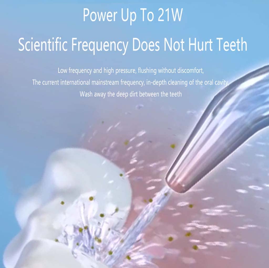 TJH Limpiador de Dientes con Hilo Dental de Agua inalámbrico, irrigador Oral de Agua Dental Profesional, IPx7 a Prueba de Agua y Modo de Bricolaje y 5 boquillas, Tanque de Agua extraíble de 300 ml