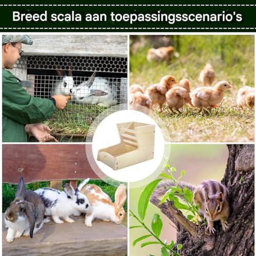 Madera doble zona separada para alimentar conejos de forma higiénica 5