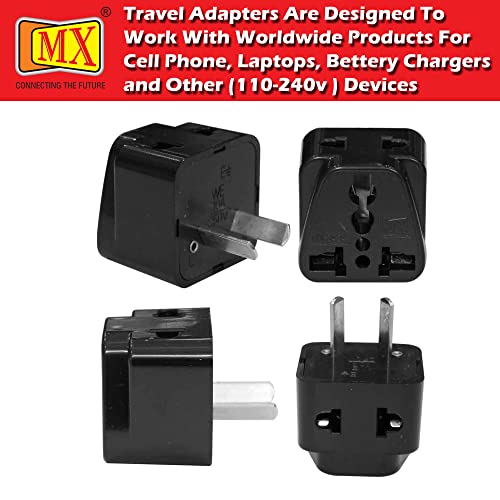 Image of MX Universal Travel Adapter (Type I) India to Australia 2 in 1 Conversion Plug for Home and Official use -Black Pack of 4