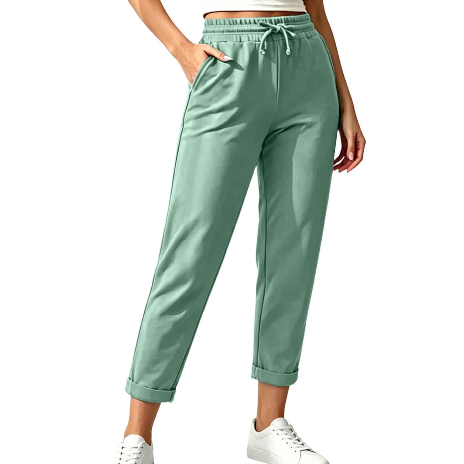 Pantalon 9/10 Femme Extensible Cordon Taille Élastique Poches Latérales