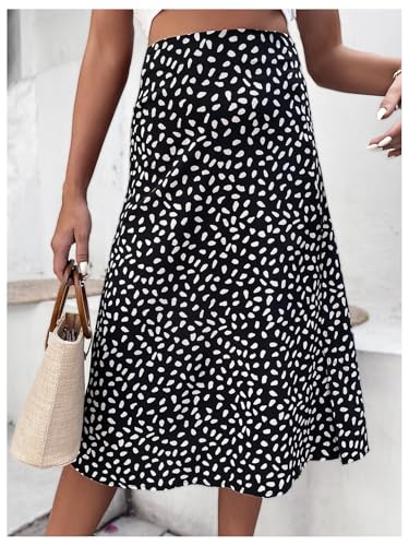 Floerns Women's Boho Floral High Waist Split A Line Midi Skirt4