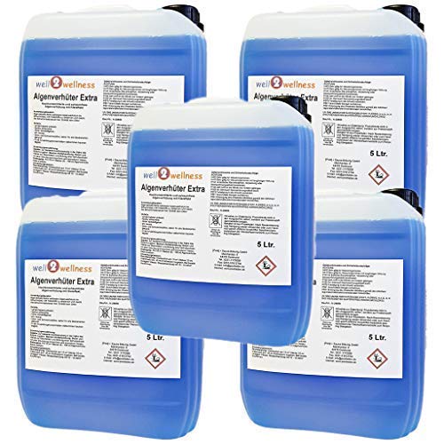 well2wellness Pool Algae Ver Enforcement + Algae Killer Extra 'Blue' 5 x 5 Litre – Highly Concentrated + SchaumFrei