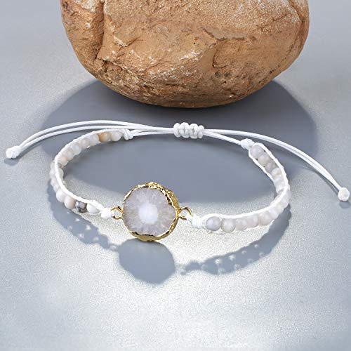 Image of KELITCH Crystal Beaded Wrap Bracelet Natural Leather Bracelet Miyuki White Bracelets Jewelry - Purple