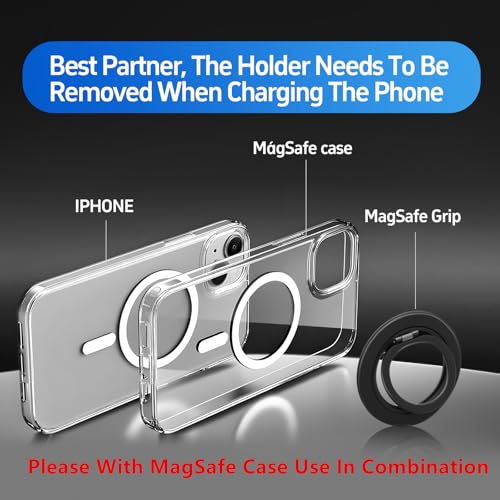 Image of Magnetic Phone Ring for MagSafe Phone Grip,Magnetic Cell Phone Stand Holder Finger Ring,[Thin and Light Design] for iPhone Can Rotate 360 Degrees Compatible with iPhone 12 /13 /14 /15 /16 /17 Series-Black