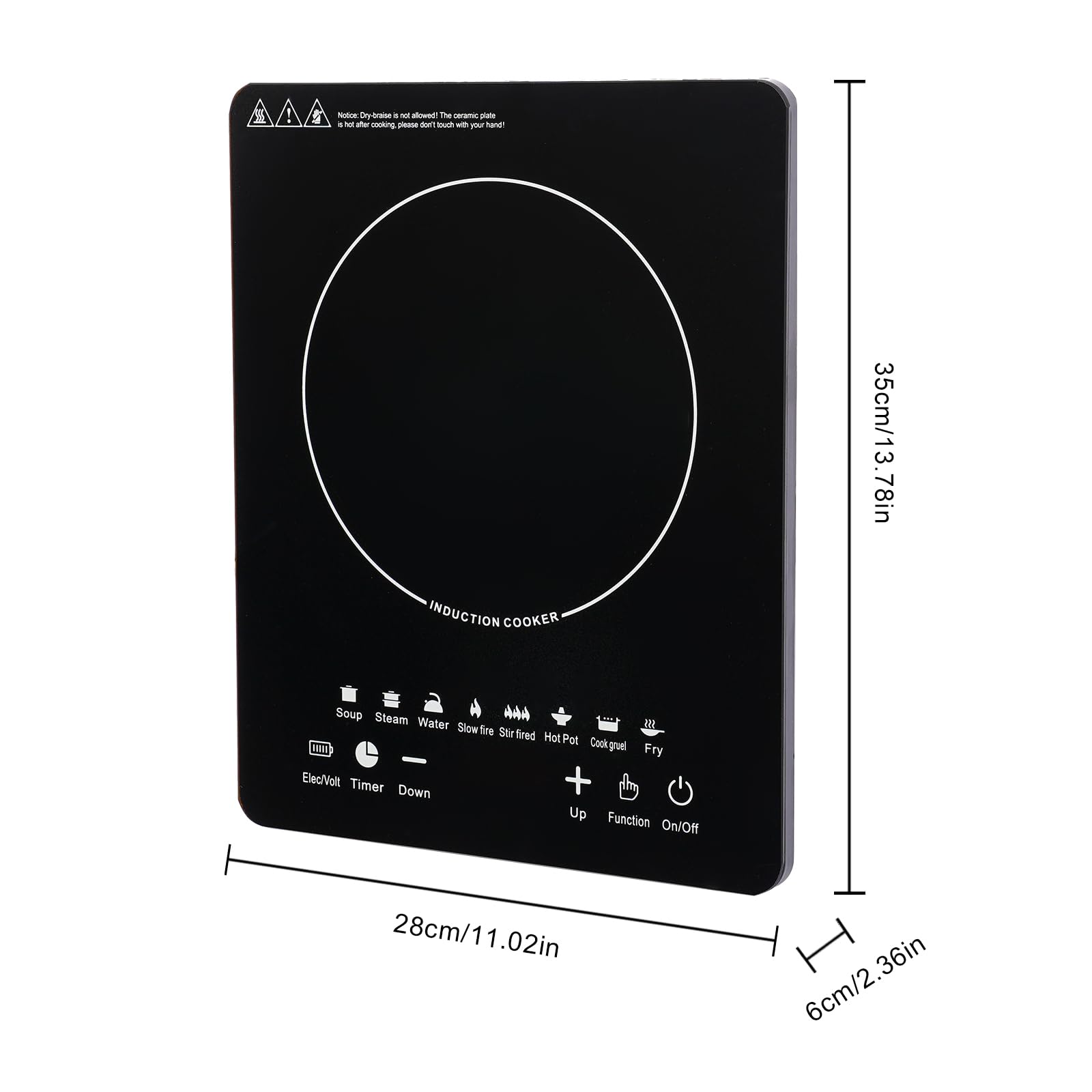 Portable Induction Cooktop w/LCD Display, 2200W Countertop Induction Heater, Equipped With 8 Power Levels, Adjustable Temperature, With 180-Minute Timer and 23-Hour Advance Setting Function for House