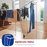 Vileda Infinity Flex Plus Wäscheständer | Ausziehbarer & Stabiler Flügeltrockner mit 30m XXL-Leinen - Für Innen- & Außenbereich, platzsparend & klappbar, 2m Länge, Hohe Flügel | Comfort-Pack