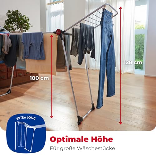 Vileda Infinity Flex Plus Wäscheständer | Ausziehbarer & Stabiler Flügeltrockner mit 30m XXL-Leinen - Für Innen- & Außenbereich, platzsparend & klappbar, 2m Länge, Hohe Flügel | Comfort-Pack