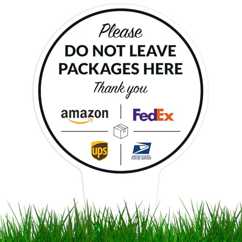 Image of Package Delivery Sign, Delivery Instructions Do Not Leave Package Here Sign, 9x17 Inches Round Shape, Aluminum Composite Made in USA by Sigo Signs