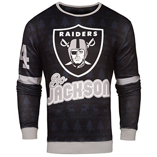 Forever Collectibles NFL Mens Retired Player Ugly Sweater, Bo Jackson Los Angeles Raiders