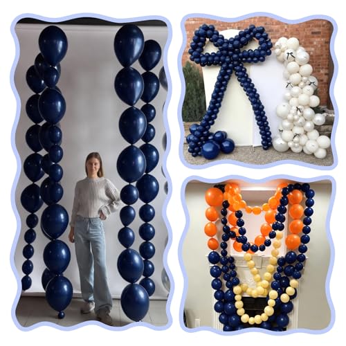 Image of Navy Blue Link Balloons,120Pcs 6Inch Dark Blue Latex Linking Balloons for Birthday Baby Shower Wedding Anniversary Party Decorations