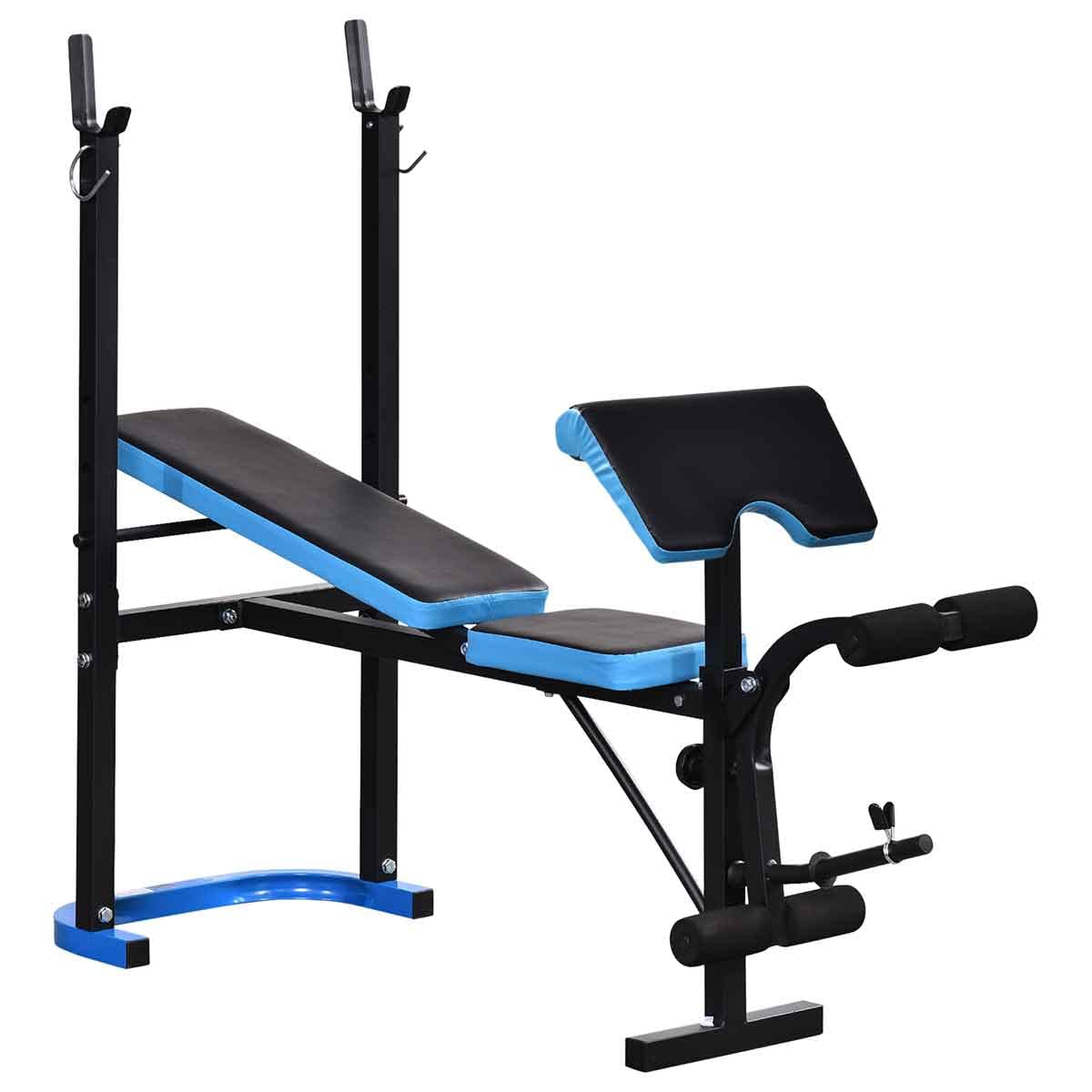 Homcom Adjustable Weight Bench With Leg Developer Barbell Rack For Home Gym - 155Cmx56.5cmx120cm
