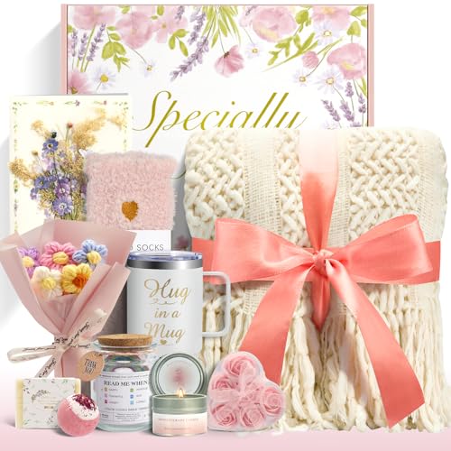 Gift Baskets for Women, 11 PCS Unique Birthday Gifts for Women, Self Care Gift Baskets, Thank You, Get Well, Sympathy Inspirational Friendship Gifts for Mom, Grandma, Wife, Sister, Friends