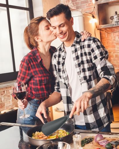 Cooking Spoon for Nonstick Cookwares, Great for Cooking and Serving Sturdy BPA-Free Matte Silicone, Wood Handle Spoon for Mixing, Scoop, and Scrape... - Image 6