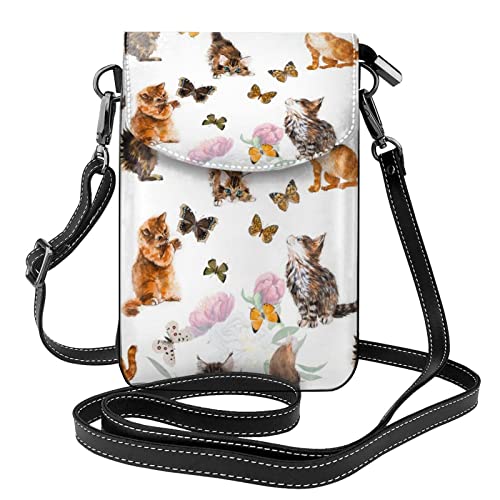 Sac à bandoulière en cuir motif chaton, le cadeau mignon pour femmes et filles