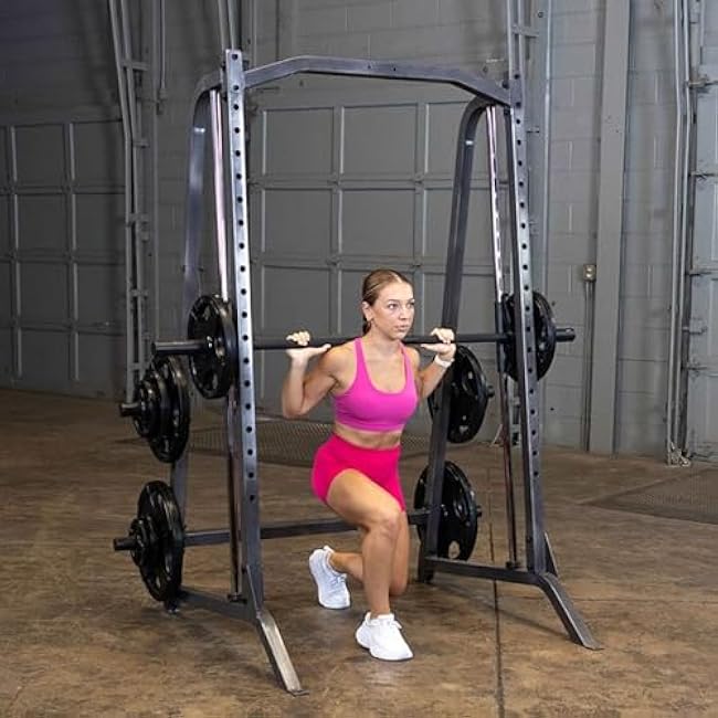 Body Solid Smith Machine Package - Strength Training Weight Cage Squat Rack System Ideal for Home and Commercial Gyms