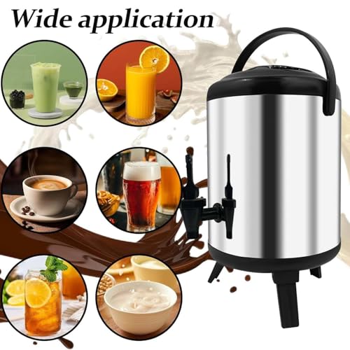 Distributore di bevande isolato, in acciaio inox, per bevande calde e fredde, perfetto per servire latte, tè e caffè