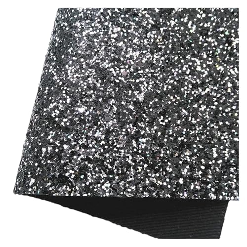 Feuilles de cuir synthétique noir à paillettes pour bricolage DIY - 3