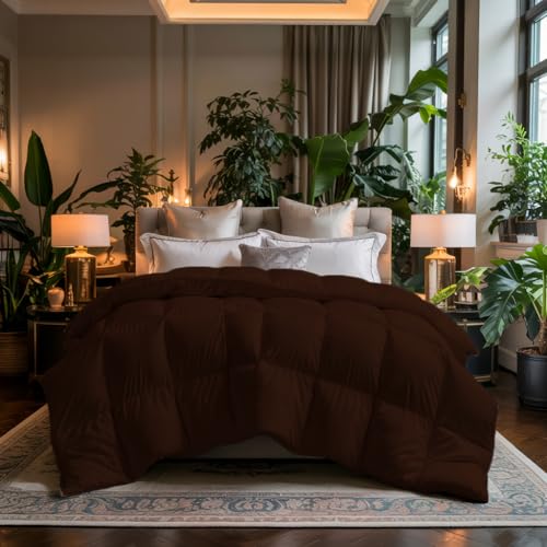 Image of Earthlycozy 500 GSM Premium Comforter - All-Season Down-Alternative, Lightweight, Breathable, Hypoallergenic and Machine Washable (Chocolate Brown, Double)