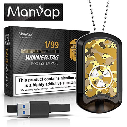Sigaretta Elettronica Kit Completo, Manvap Minifit Indossabili Ecig Svapo Starter Kit, Dog Tag Box Mod, 2 Ml Atomizzatore Vape Pod, E Sigaretta/Shisha Senza Nicotina, No E-Liquido(marrone)