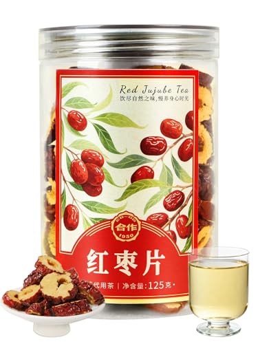 HEZUO Dried Red Jujube Date Slices Tea Vegan Pure Natural Edible Red Dates from China Healthy Fruit Tea 125g No Additives