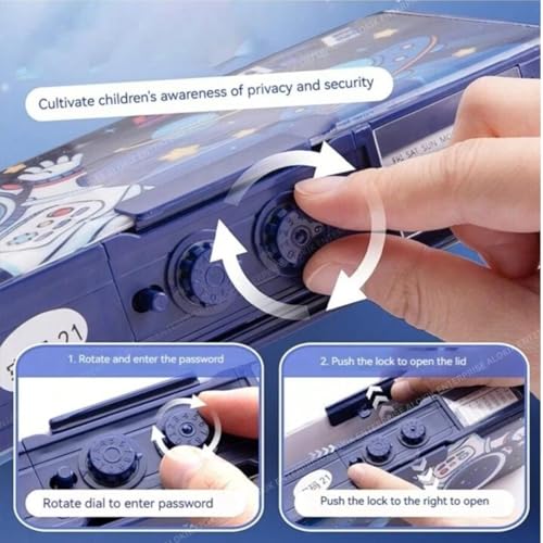 Image of LONGMIRE Multifunctional Space Password Lock Double Sided Compass Box for Kids, Pencil Box for Boy & Girl, Aesthetic Stationary Items, Space Astronaut Theme Pencil Case Return Gifts for Kids